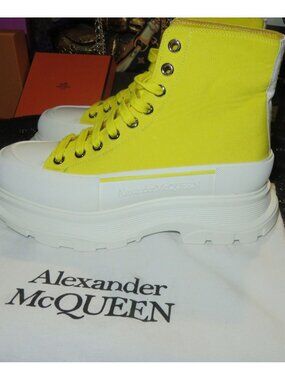 Alexander McQueen Tread Slick Sneakers in Yellow Canvas size 41 Mens 8 womens 10